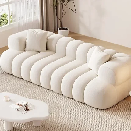 European Minimalist Fabric Sofa – Modern 2-Seater Couch for Living Room, Bedroom, or Tiny Home Use