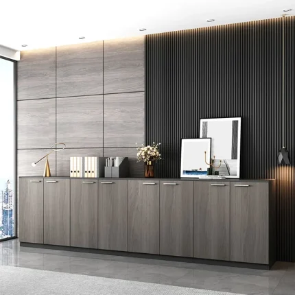 Low Display Filing Cabinet with Doors – Compact Modern Office Cupboard Organizer Furniture for Storage Solutions