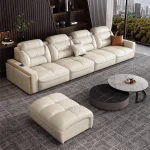 Premium Italian Leather Sectional Sofa Set – Modern Couch with USB Ports & Bluetooth Speaker by Linlamlim