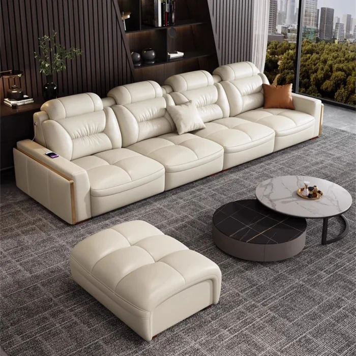 Premium Italian Leather Sectional Sofa Set – Modern Couch with USB Ports & Bluetooth Speaker by Linlamlim - Image 1