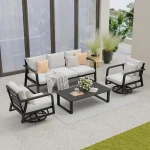 Outdoor Patio Furniture Set – Swivel Rocking Chairs & All-Weather Aluminum Sofa Bistro Set for Patio