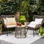 Nordic Outdoor Patio Rattan Furniture Set – Designer Garden Table and Chairs for Modern Leisure Spaces
