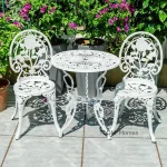 3-Piece European Cast Aluminum Patio Furniture Set – Balcony Garden Coffee Table and Leisure Iron Chairs