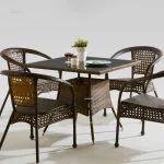 3-Piece Outdoor Rattan Garden Furniture Set – Small Coffee Table & Chairs for Balcony Patio Leisure