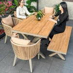 Aluminum Alloy Outdoor Patio Furniture Set – Waterproof Sun-Proof Table and Rope Chairs for Garden Leisure