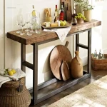 European Solid Wood Console Table – Minimalist Retro Hallway Furniture for Living Room, Entryway, or Home Décor