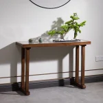 New Chinese Solid Wood Console Table – Minimalist Light Luxury Hallway, Living Room, Corridor, Rock Slab Entrance