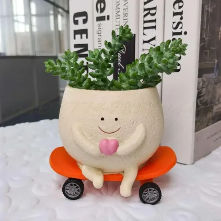Swing Face Planter Pot Hanging Resin Flower Head Planters for Indoor Outdoor Plants Succulent Pots Creative Hammock Flowerpot