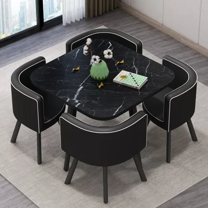 Nordic Mobile Dining Room Set – Small Coffee Table and Chairs for Apartment, Balcony, Restaurant, or Home