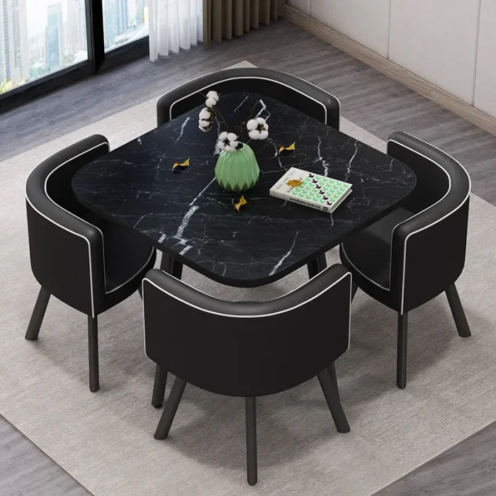 Nordic Mobile Dining Room Set – Small Coffee Table and Chairs for Apartment, Balcony, Restaurant, or Home - Image 1
