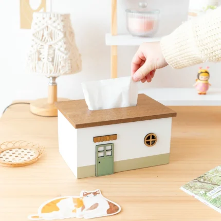 cute wooden Tissue box Creative fairy tale house napkin holder organizer Paper Box Container home living room table decoration