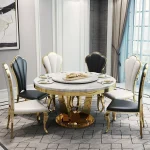 Luxury Italian Stainless Steel Dining Table with Turntable for Kitchen or Restaurant
