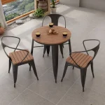 Modern Wooden Stool & Coffee Table Set – Designer Accent Chairs, Mini Pub Dining, Living Room Furniture