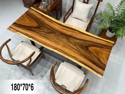 2024 Industrial Modern Solid Walnut Dining Table – Custom Size 180x70cm with Stylish Living Side Panels