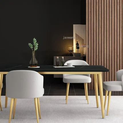 Nordic Dining Room Furniture Metal Room Sets Light Luxury Slate Dining Table and chairs Modern Hotel Dining Room Table Z