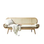 Solid Wood Rattan Sofa Chair – Nordic Designer Double or Triple Chair for Small Apartment Living Room