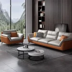 Luxury Italian Sofa Set – Modern Minimalist Living Room Sofas with Individual Puff, Meubles de Chambre Decor