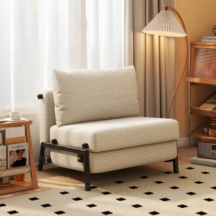 Foldable Corduroy Sofa Bed, Single Push-Pull Design for Living Room, Study, Balcony, Small Apartments