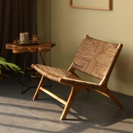 Puffs Single Sofa Chair, Modern Leisure Solid Wood Balcony, Living Room Accent Chair