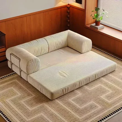 Italian Minimalist Retro Corduroy Sofa Bed, Foldable, Washable, Customizable Living Room