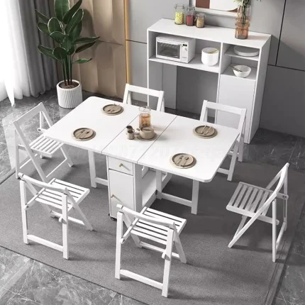 Folding Dining Table Set with 4 Chairs for Small Apartments
