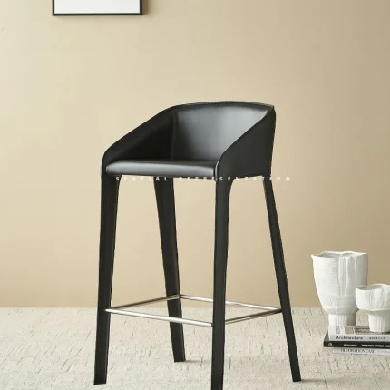 High-end Saddle Leather Bar Chair Modern Designer Outdoor Stools