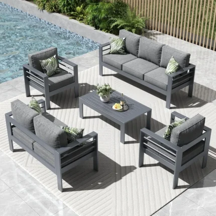 5-Piece Aluminum Patio Furniture Set with Coffee Table