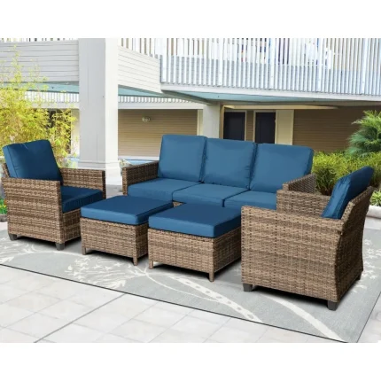 3-Piece Rattan Outdoor Reception Set with Sofas and Chairs