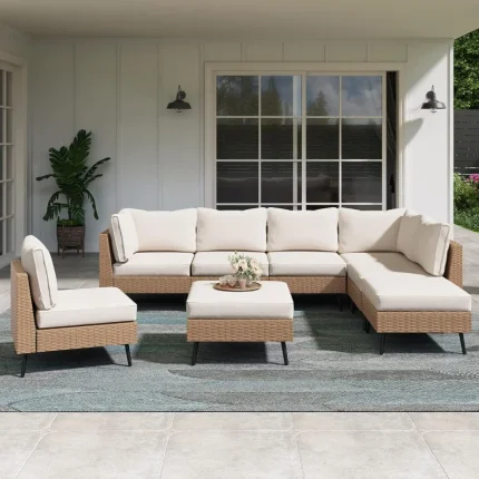8-Piece Outdoor Sectional Sofa Set with All-Weather Cushions