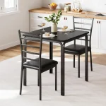 3-Piece Small Dining Set with Wood Table & 2 Chairs – Compact Kitchen Furniture for Apartment or Home