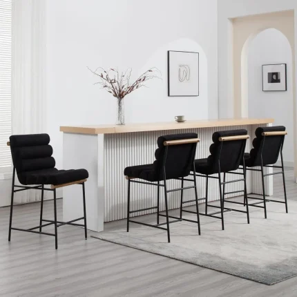 Set of 4 Upholstered 25" Counter Stools with Tufted Back – Elegant Comfort for Kitchen Island Dining