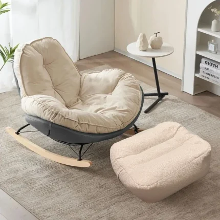 Modern White Reclining Lounge Chair – Bedroom Armchair Sofa for Relaxation, Living Room, or Contemporary Decor