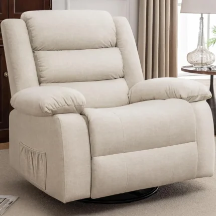 Recliner Massage Chair with Heat – Oversized Swivel Rocker for Nursery, Adults, or Cozy Living Room
