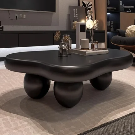 47-Inch Irregular Cloud Coffee Table, Cartoon Style Living Room Low Table with Oval Legs, Unique Design