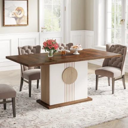 Tribesigns 55” Rectangular Farmhouse Dining Table – Wood Kitchen Table for 4–6 People in Dining Room