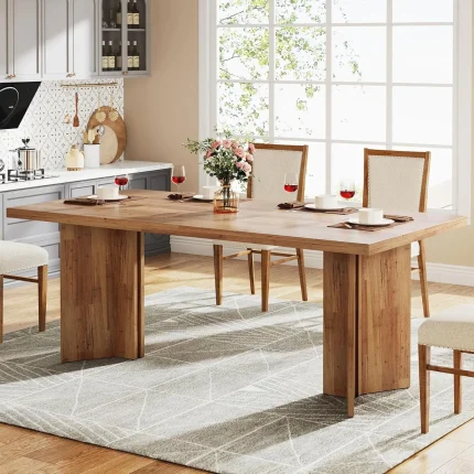 Rustic 63” Farmhouse Dining Table for 4–6 People – Spacious Rectangular Kitchen or Dining Room Table