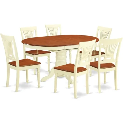 7-Piece Oval Dining Room Set – Butterfly Leaf Table and 6 Chairs for Classic Expandable Dining Solution