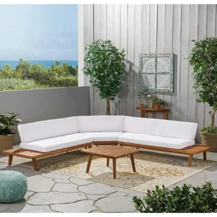 V-Shaped 4-Piece Outdoor Garden Sofa Set, Modern Comfortable Seating Furniture for Patio, Balcony, or Backyard