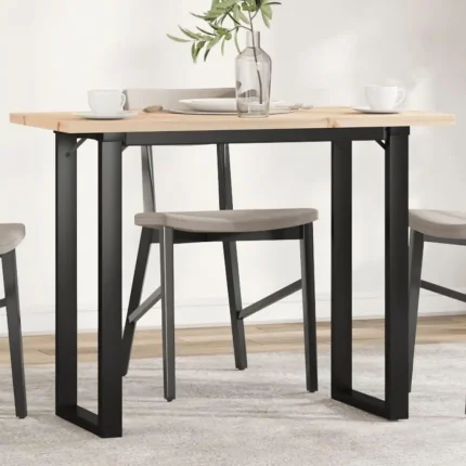 Modern Dining Table O-Frame Design 39.4x19.7x29.7 Solid Pine Wood Steel