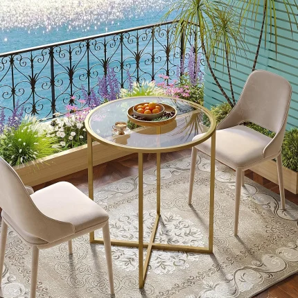 Saygoer Round Dining Table Small Glass Kitchen Table 26.7'' Multifuntional Modern Dining Room Table For 2 Space Saving Kitchen