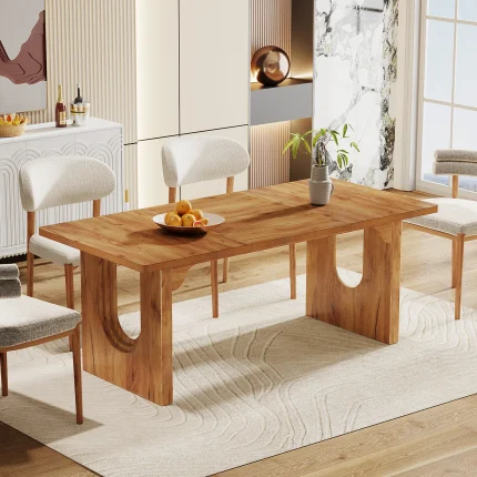Tribesigns 71" Large Dining Table for 6–8 – Wood Pedestal Base, Elegant Choice for Kitchens or Dining