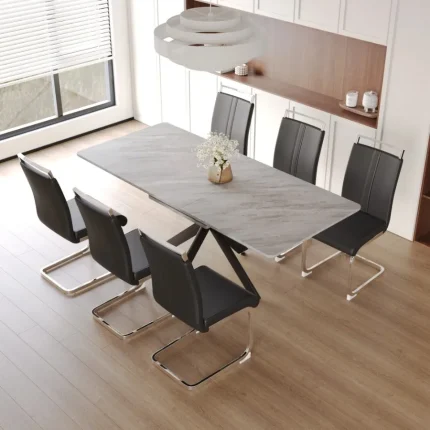 C-Shaped Armless Dining Chairs Set for 6-8 with Large Metal Legs – Modern Kitchen Seating