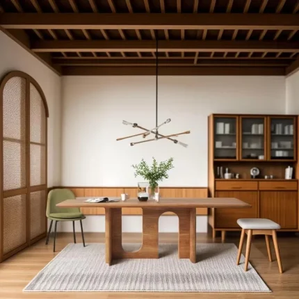 Mid-Century Modern Wooden Dining Table, High-End Traditional Restaurant Furniture for Coffee Shop or Home Use