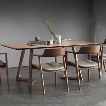Luxury Wooden Italian Dining Table with Waterproof Finish, Modern Nordic Design for Kitchen or Living Spaces
