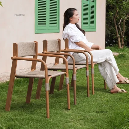 Waterproof Rattan Garden Furniture Set – Outdoor Dining Table and Chairs for Balcony, Courtyard, or Villa Leisure