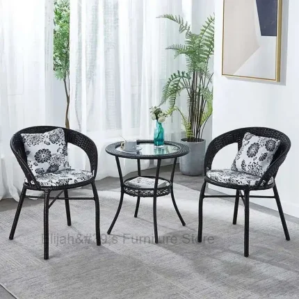 Handwoven Rattan Chair & Table Set – Ergonomic Outdoor Garden Furniture for Balcony, Terrace or Patio