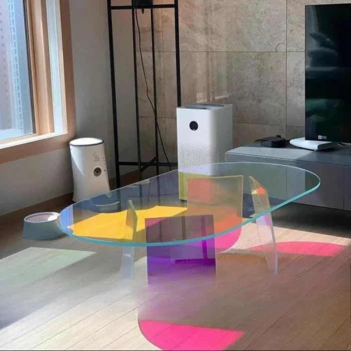 Modern Luxury Industrial Coffee Table – Italian Aesthetic, Standing Transparent Glass Top, Metal Meubles Furniture Design - Image 1