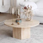 Modern Japanese Coffee Table – Industrial Aesthetic, Standing Design, Wood Surface for Computer, Dining, or Decor Use
