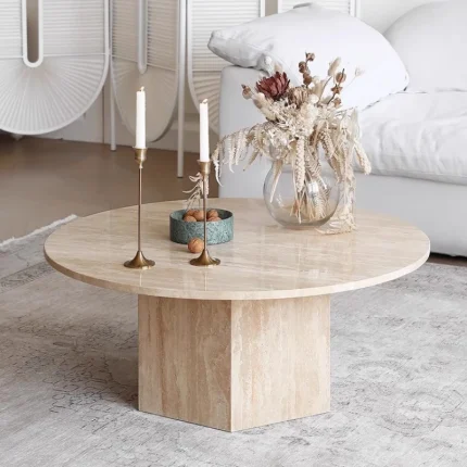 Modern Japanese Coffee Table – Industrial Aesthetic, Standing Design, Wood Surface for Computer, Dining, or Decor Use