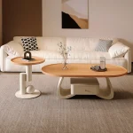 Cream Wind Coffee Table – Light Luxury Nordic Style, Clear Storage, Cute Minimalist Side Table for Living Room